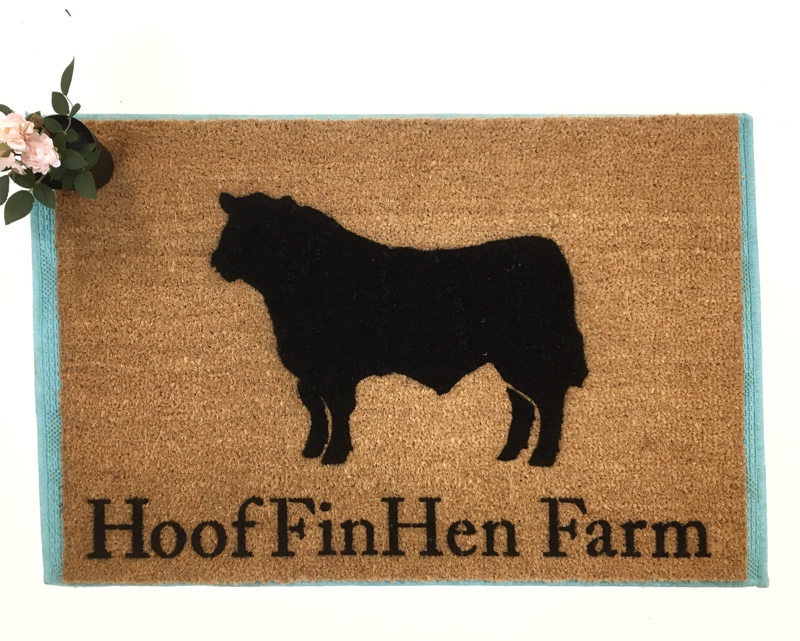 custom name angus bull farms doormat