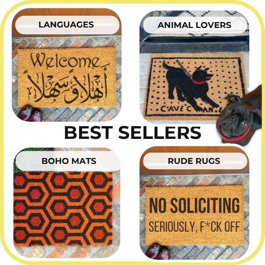 PROMOTIONAL GRAPHIC FOR Bestsellers home decor Damn Good Doormats