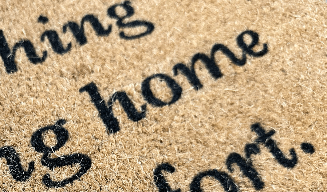 Close-up of a durable coir dorm doormat built to survive a full school year.