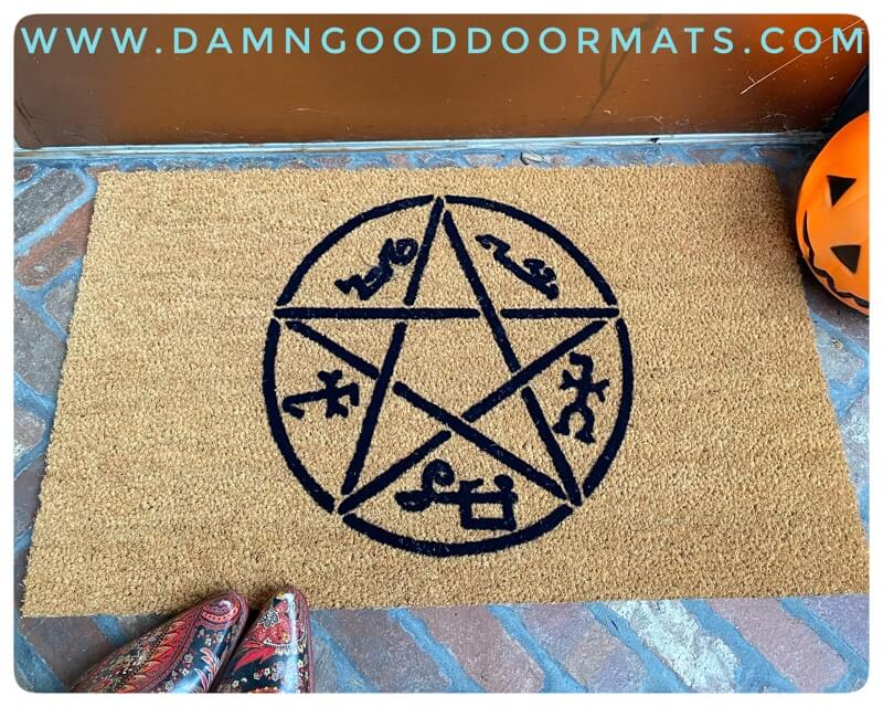 coir pentagram devils trap Halloween doormat