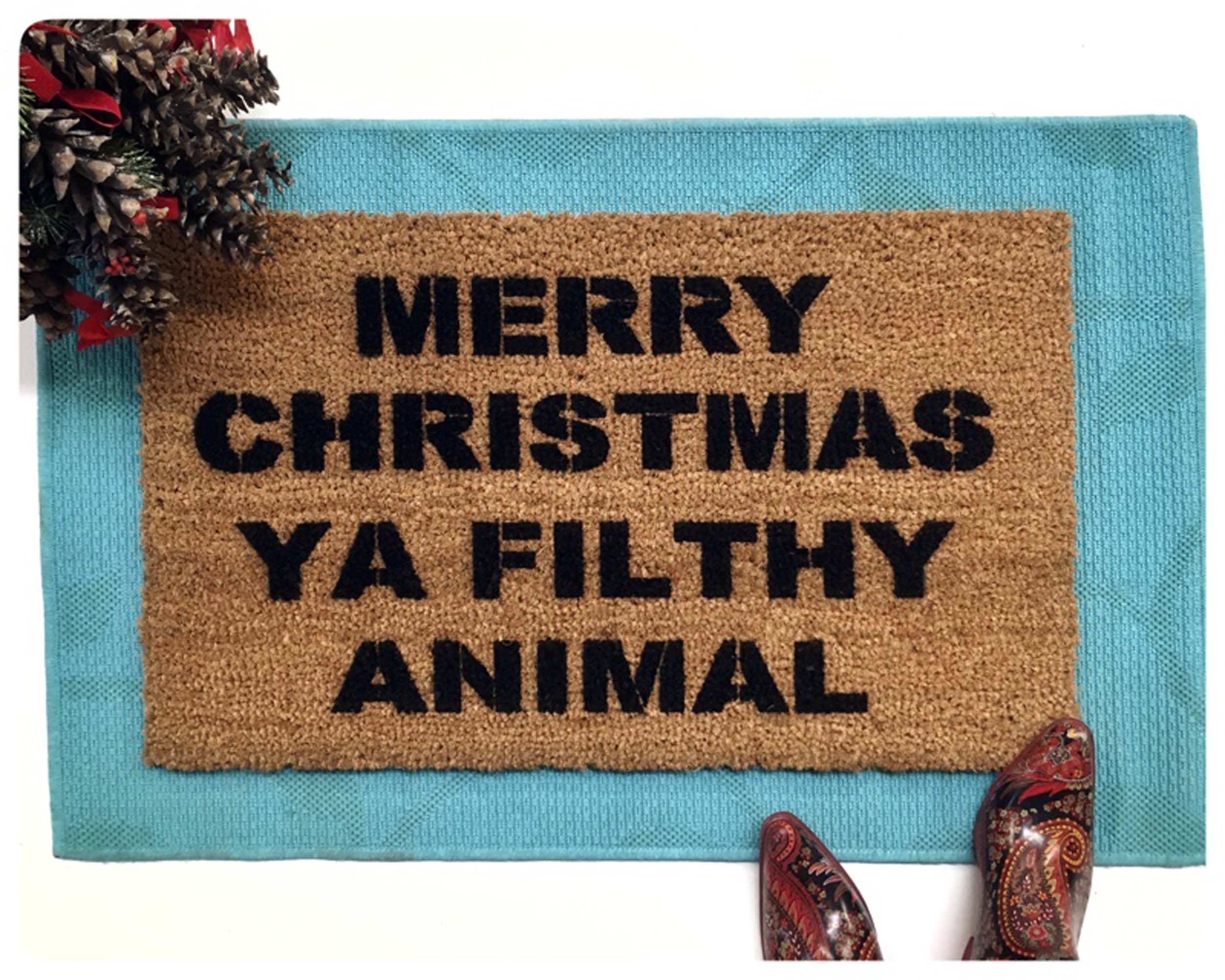 a Merry Christmas YA Filthy Animal funny Home Alone doormat