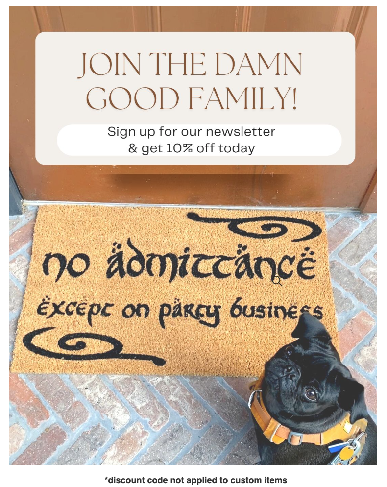 damn good doormats newsletter sign up link