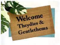 Welcome Theydies & Gentlethem LGBTQIA Pronouns Gay Pride doormat funny Door Mat