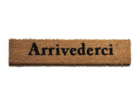 Arrivederci -See you later in Italian on a skinny doormat