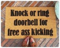 Knock or RIng for Free Ass Kicking doormat