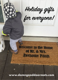 Welcome to the home of Mr. & Mrs. Awesome pants wedding gift doormat