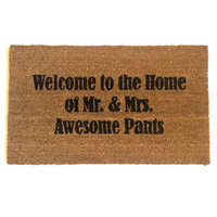 Welcome to the Home of Mr. and Mrs. Awesome Pants™ wedding gift doormat