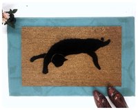 Witch familiar Black cat silhouette doormat Halloween
