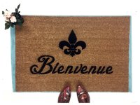 Bienvenue Fluer de lis French doormat