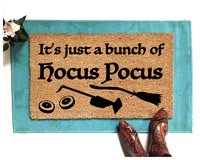 Halloween coir doormat reading Just a bunch of Hocus Pocus with broom roomba