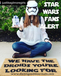 we have the droids, star wars, obi wan, lucas, geek, doormat