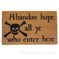 Abandon hope all ye who enter here Dante skull and bones doormat