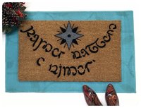JRR Tolkien Elvish language 2 color nerd doormat