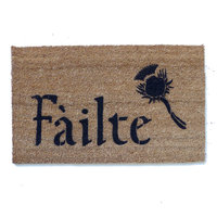 Scottish Fáilte and thistle or Irish Harp doormat