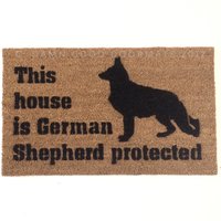 This house is German Shepard protected dog door mat
