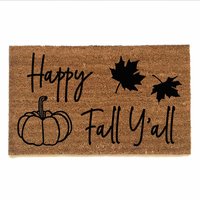 Happy Fall Y'all Pumpkin Falling leaves coir outdoor Doormat