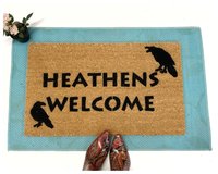 Heathens Welcome doormat with Hugin & Munin Ravens Norse mythology Odin