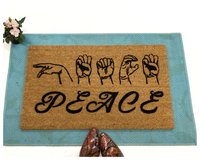 ASL PEACE American Sign Language Deaf culture Welcome damn good doormat