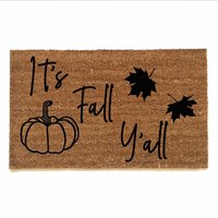 It's Fall Y'all Pumpkin Falling leaves coir outdoor Doormat