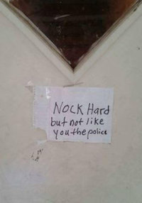 Knock Hard, but not like you the police funny doormat
