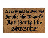 Party like HOBBITS outdoor coir doormat quote from JRR Tolkien's Lord of the Rin