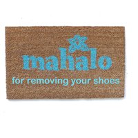 Mahalo for removing your shoes Hawaiian tiki style doormat