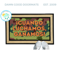 SPANISH When we fight, we win! Harris Walz 2024 camo doormat