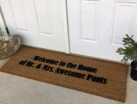 AWESOME Welcome to the Home of Mr. & Mrs. AWESOME Pants doormat