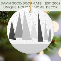 Black Goth Geometric Ceramic Ornament - Christmas Tree Decoration