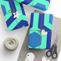 Overlook Hotel Retro Hexagon Pattern Wrapping Paper | Blue Geometric Gift Wrap