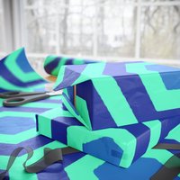 Overlook Hotel Retro Hexagon Pattern Wrapping Paper | Blue Geometric Gift Wrap