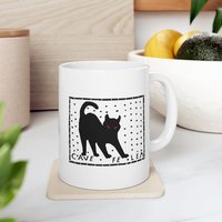 Pompeii Mosaic 'Beware of Cat' Ceramic Mug | 11oz 15oz