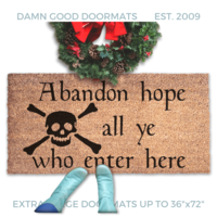 Italian Abandon hope Dante skull and bones doormat