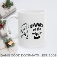 Beware of the Wiggle Butt Australian Shepherd Mug | Ceramic Coffee Cup