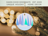 Blue Trees Christmas Ceramic Ornament | Damn Good Doormats
