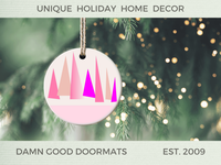 Pink Scandinavian Pine Trees Ornament | Damn Good Doormats