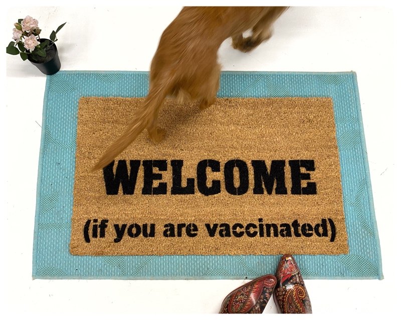 WELCOME if you are vaccinated doormat funny covid entry mat