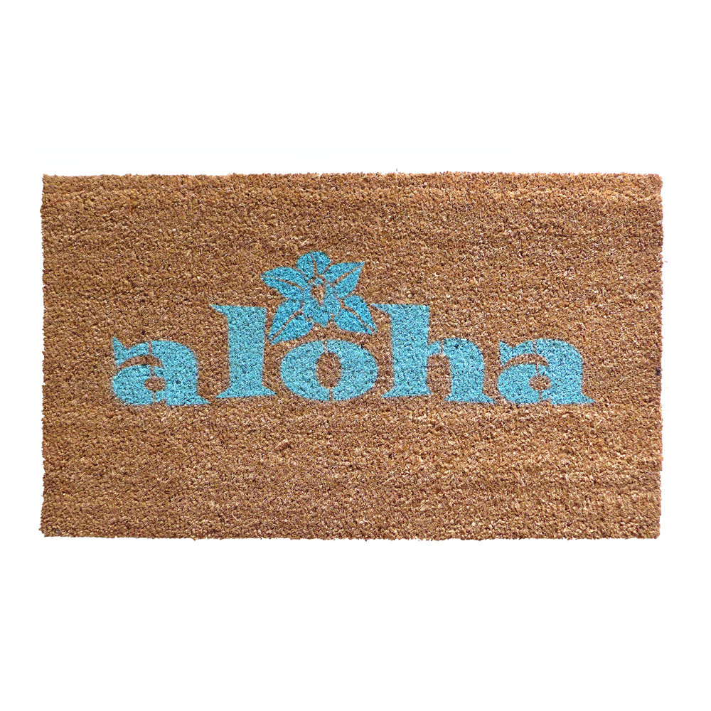 aloha tiki hawaiian welcome goodbye doormat welcome
