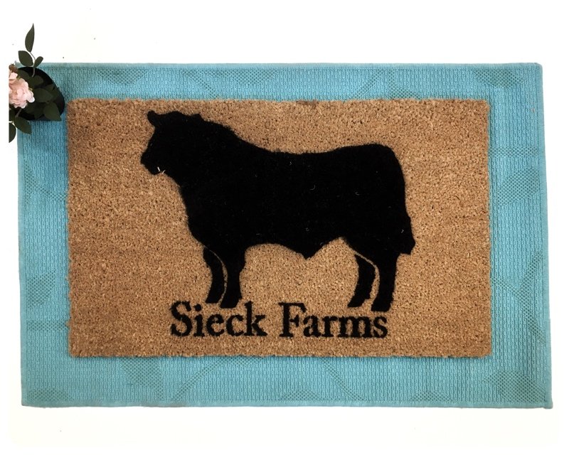 Angus Bull Farmhouse style Ranch personalized doormat