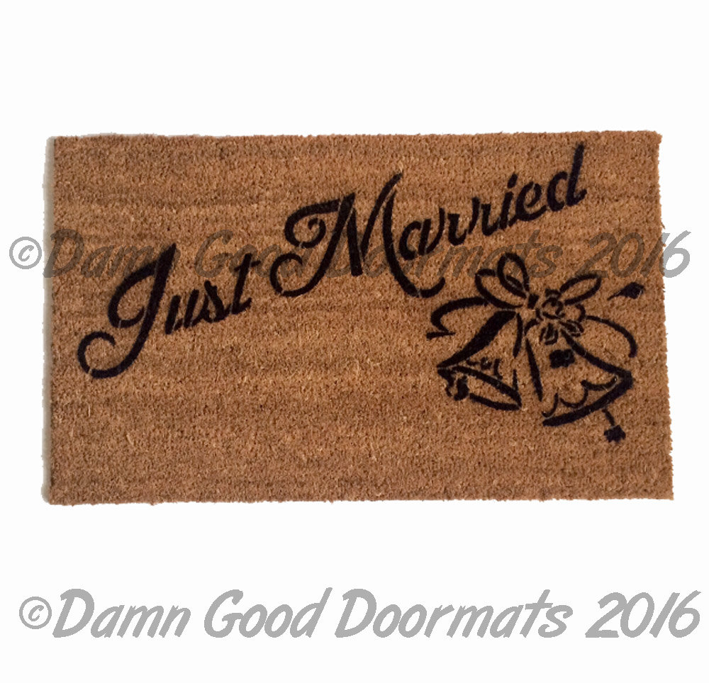 Just Married wedding bells doormat