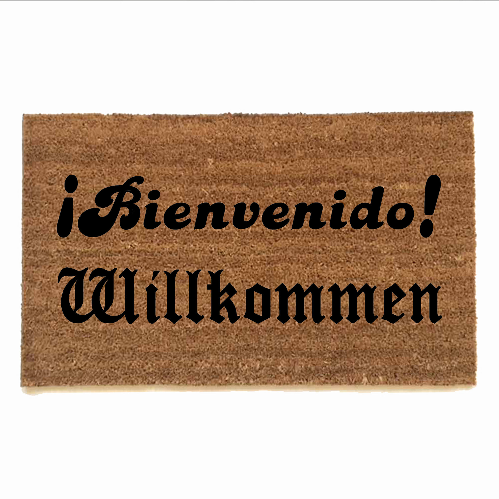 bienvenido willkommen welcome in spanish and german bilingual doormat