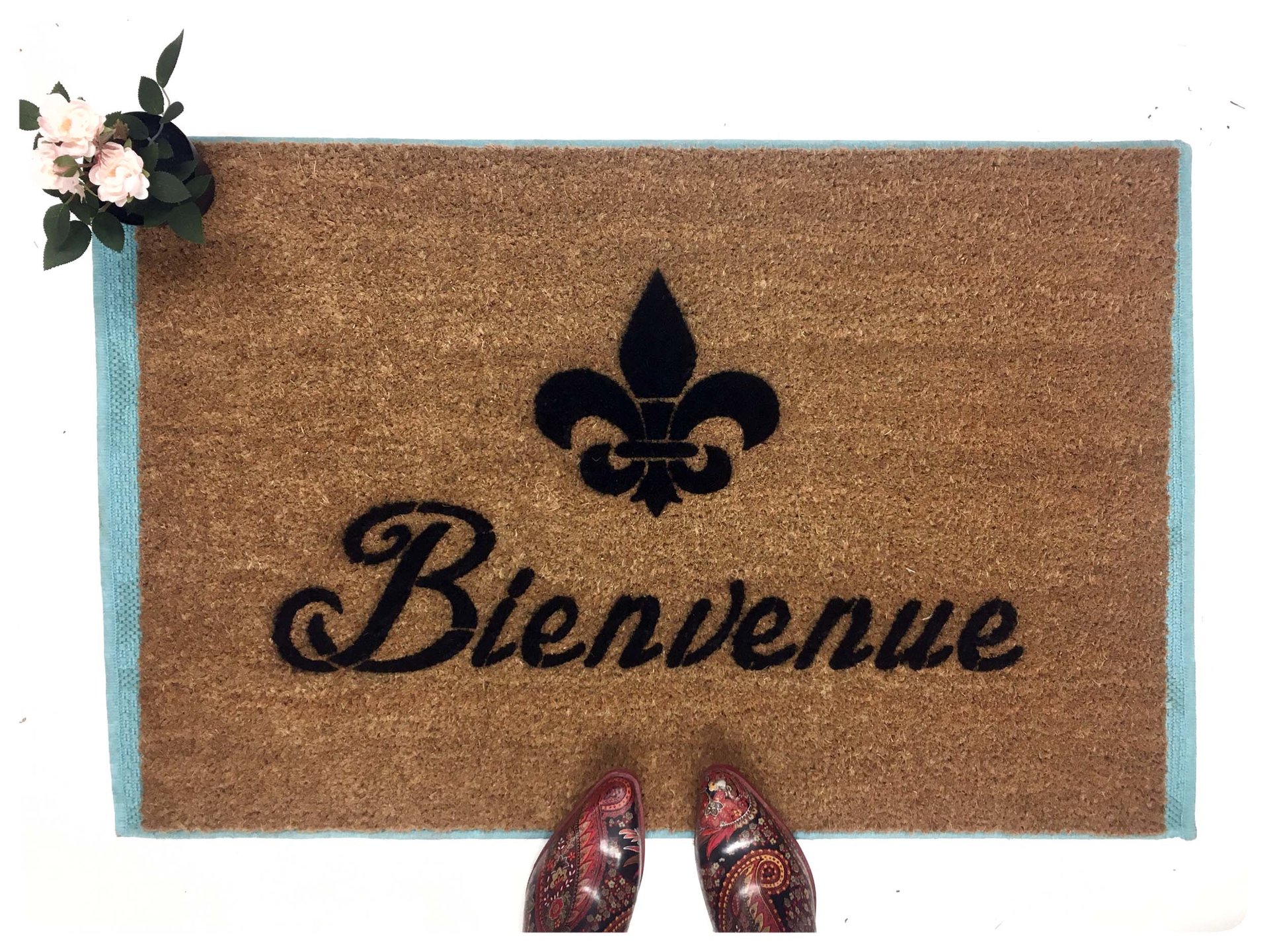 Bienvenue Fluer de lis French doormat