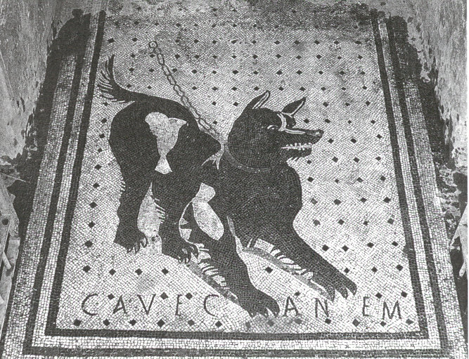 Cave Canem Roman mosaic "Beware of Dog" doomat