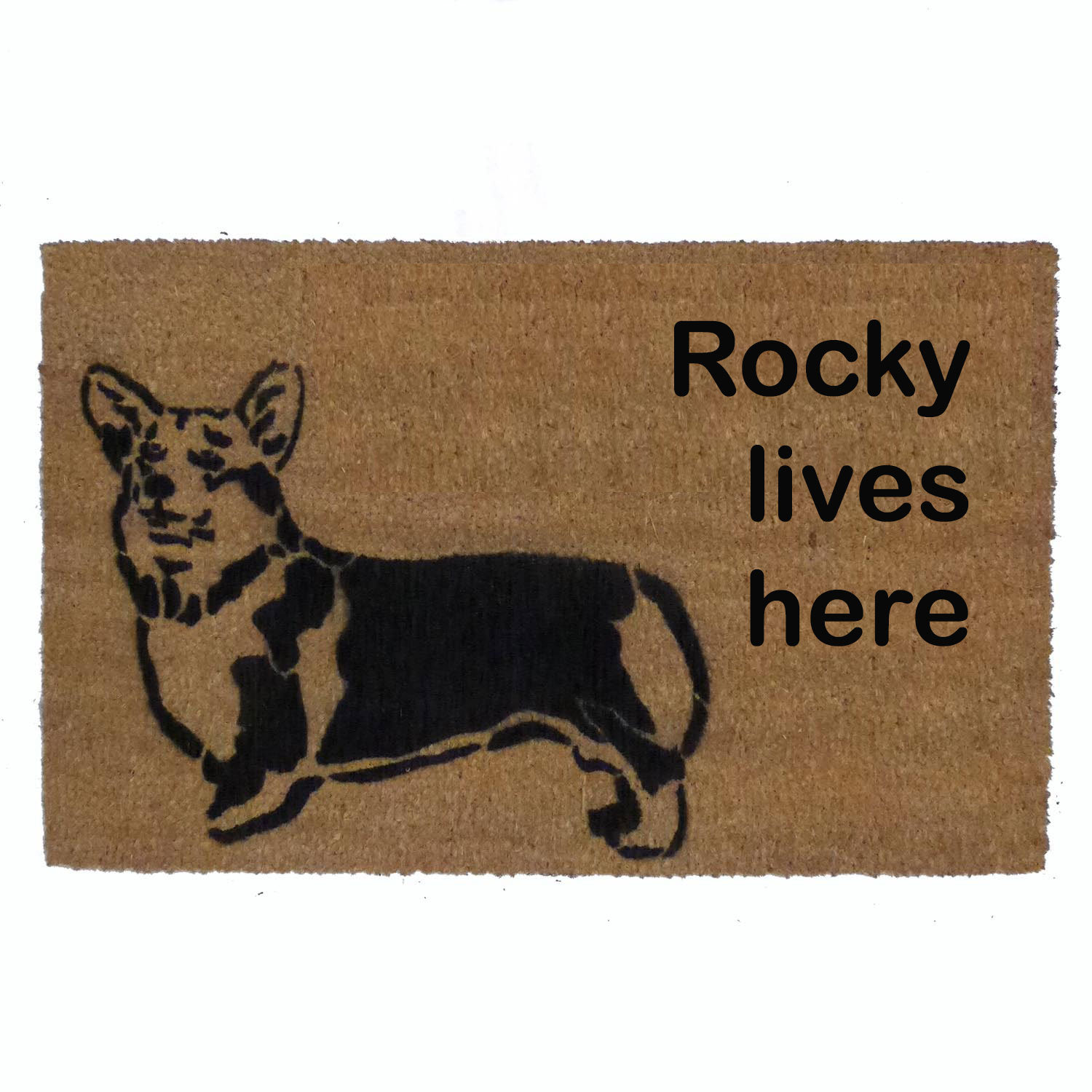 Custom Name welsh corgi doormat