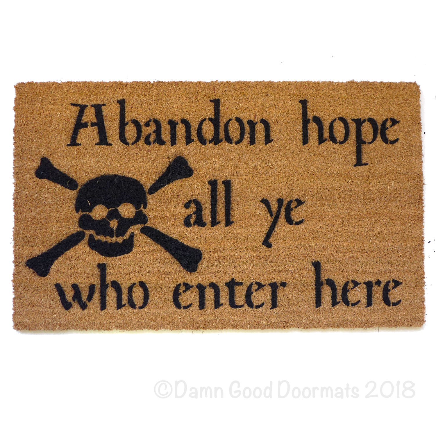 Abandon hope all ye who enter here Dante skull and bones doormat