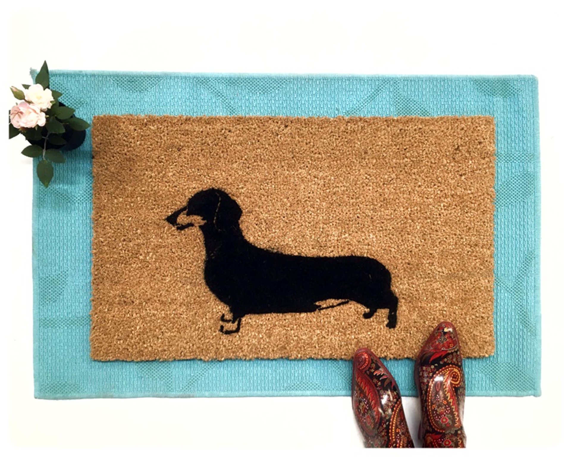 Daschund Hand Painted door mat