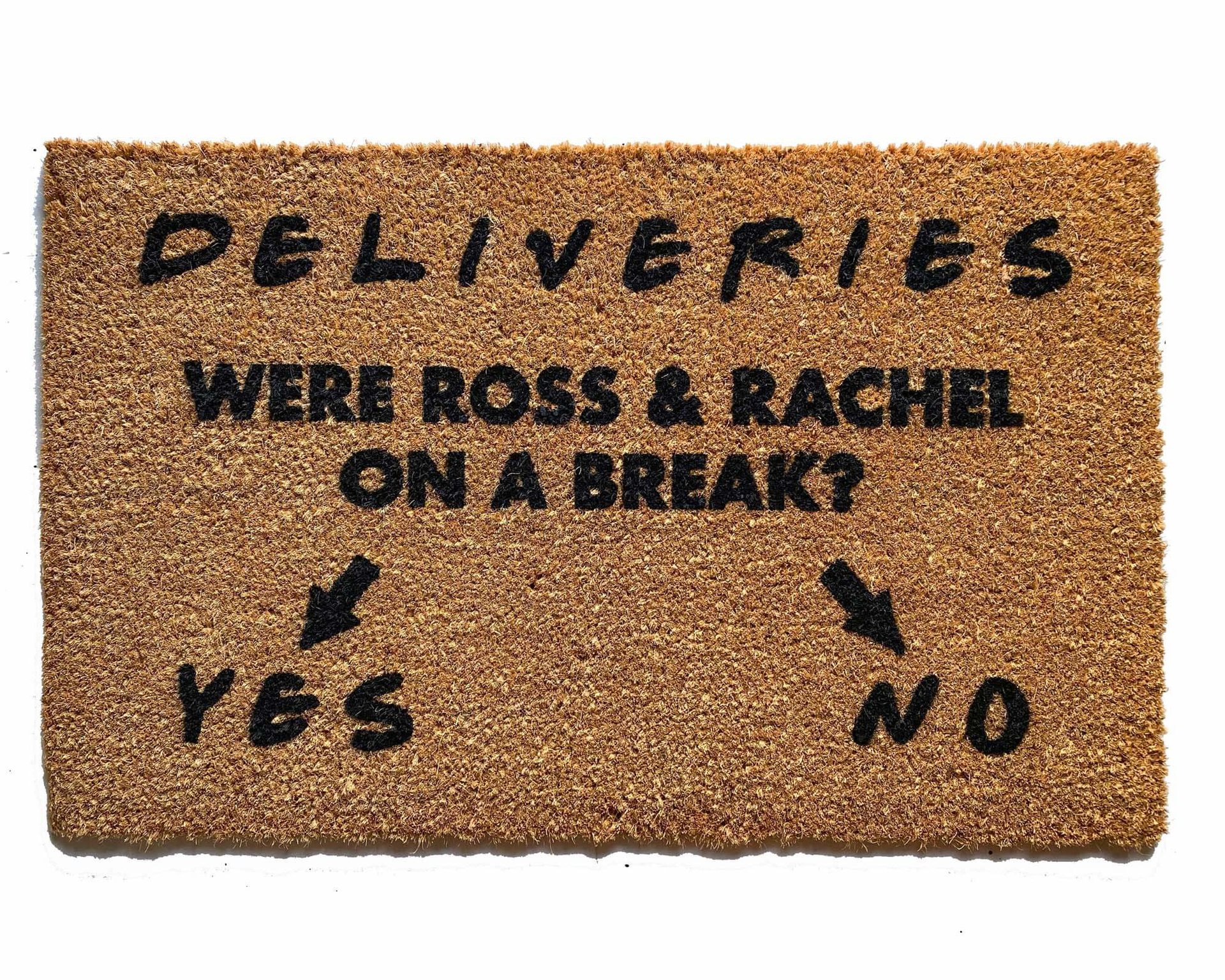 Deliveries- Were Ross & Rachel on a break? Yes or no- coir doormat