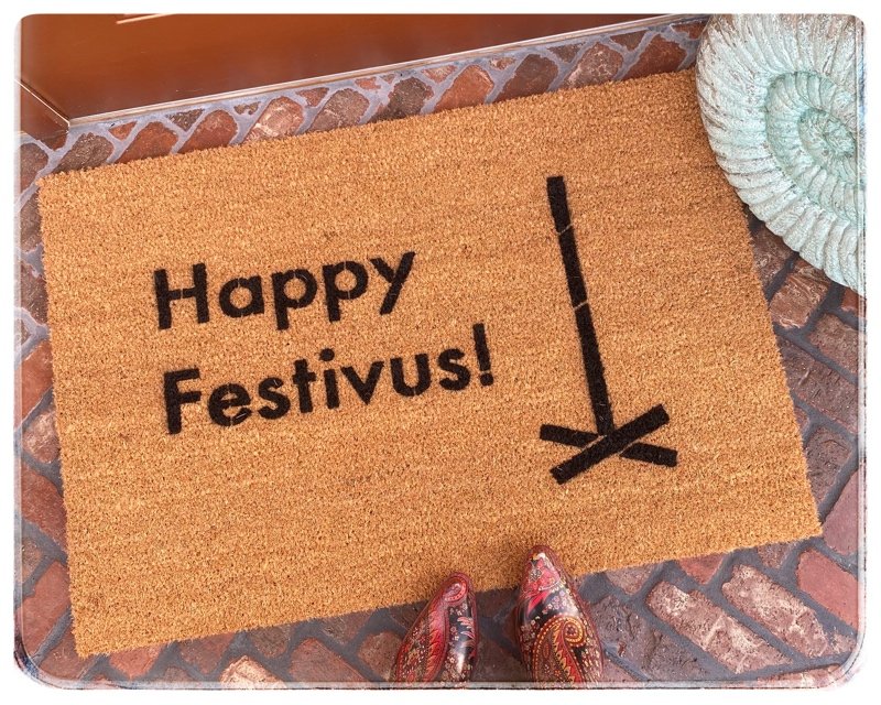 Happy Festivus Seinfeld funny sustainable coir doormat