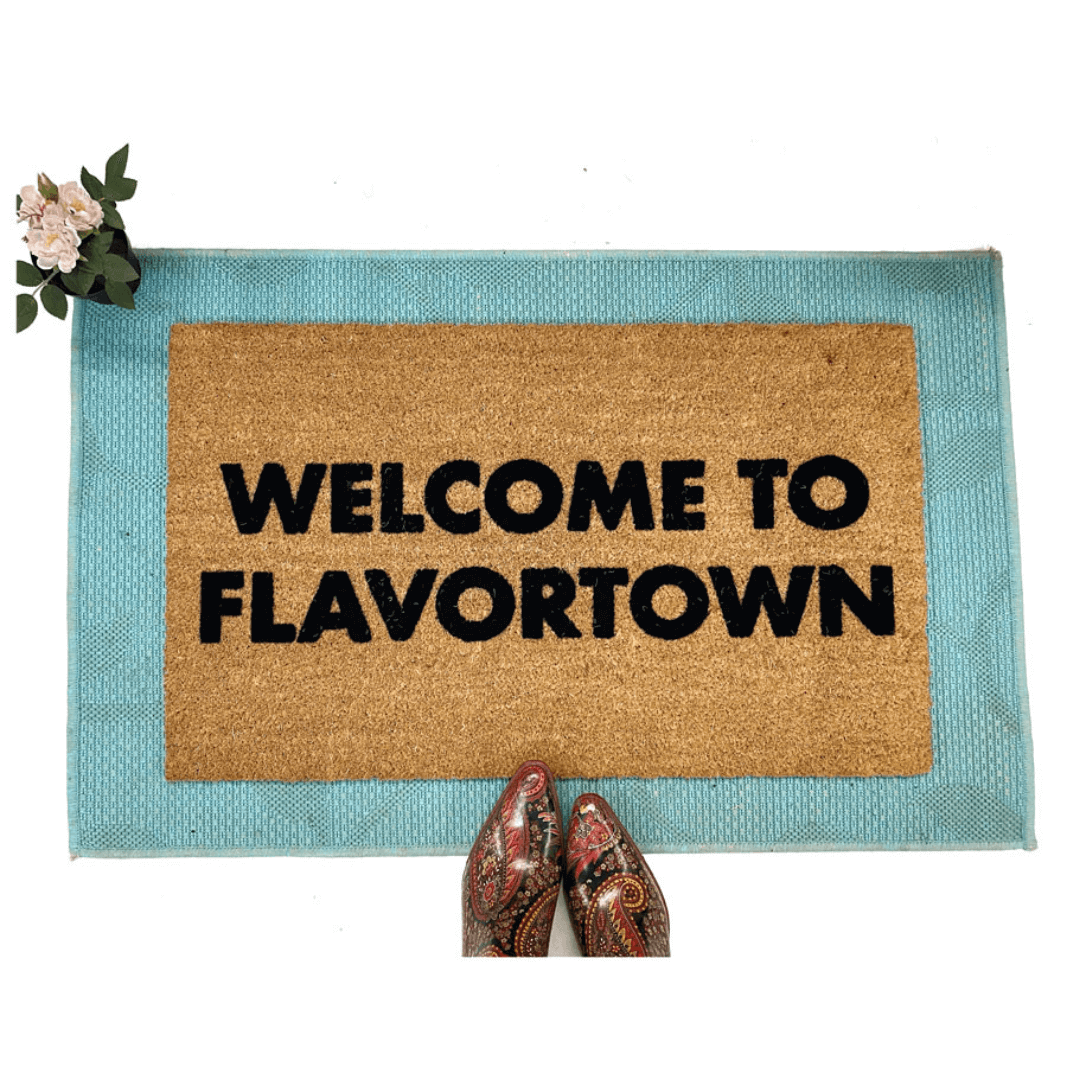 Welcome to Flavortown Guy Fieri doormat funny BBQ welcome new house gift