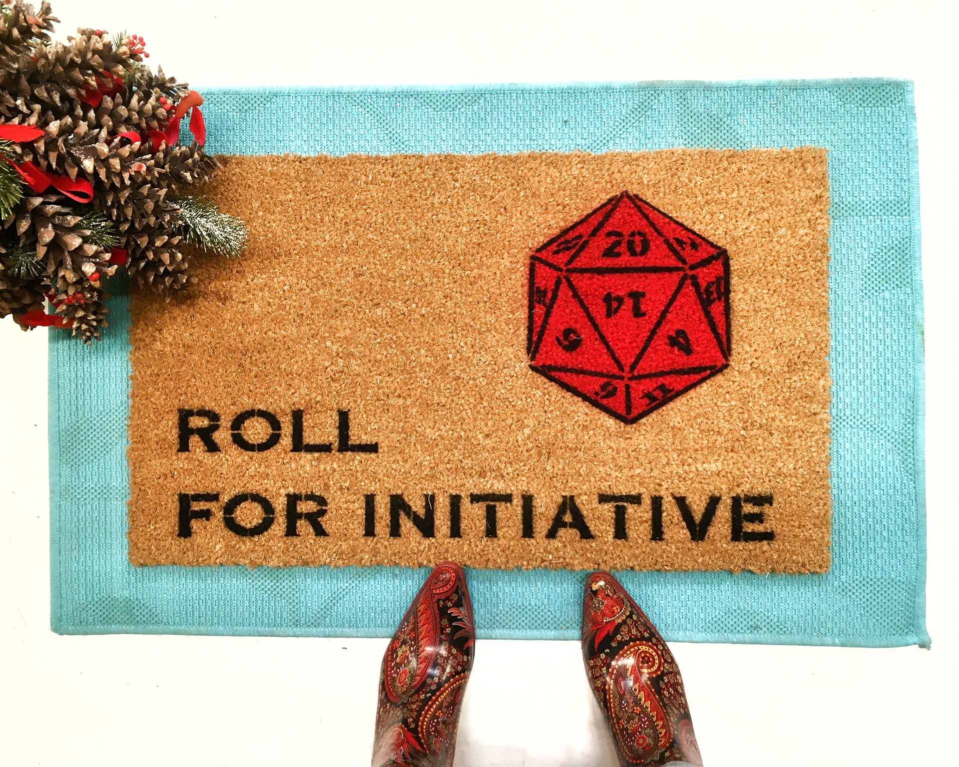 Dungeons and Dragons, Roll for initiative RPG doormat 20 sided die